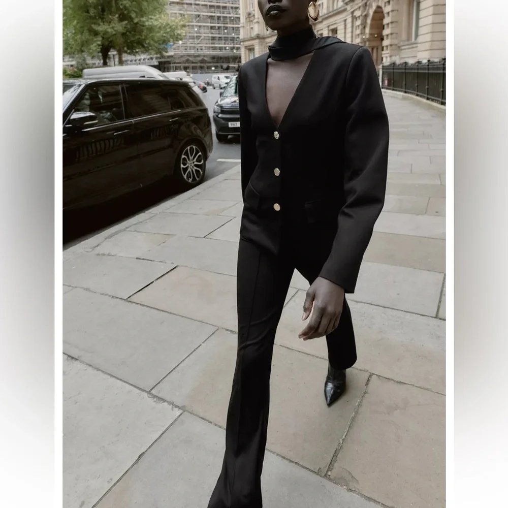 Zara NWT black flare pants